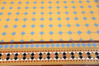39 Colourful Yellow And Blue Floor Tiles Patio de las Palmeras Palm Tree Patio Casa Rosado Plaza de Mayo Buenos Aires